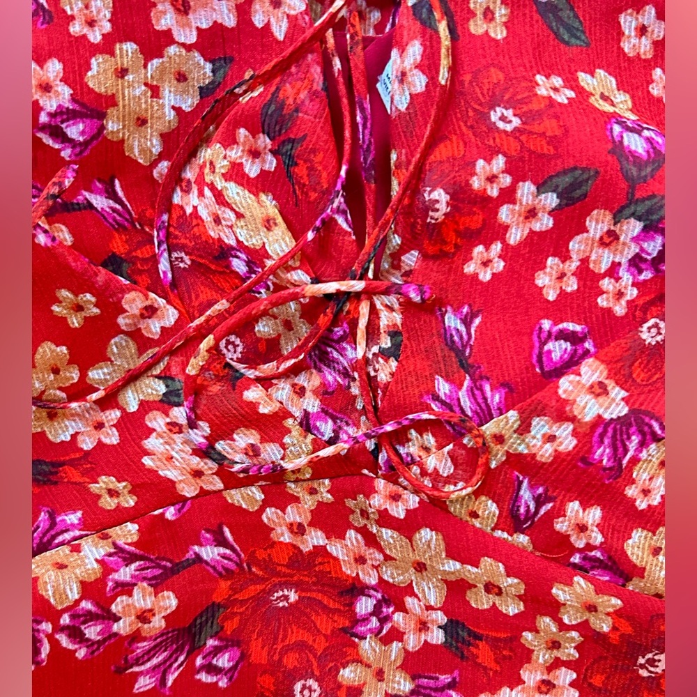 Mango summer red flowers dress - Picture 6 of 7